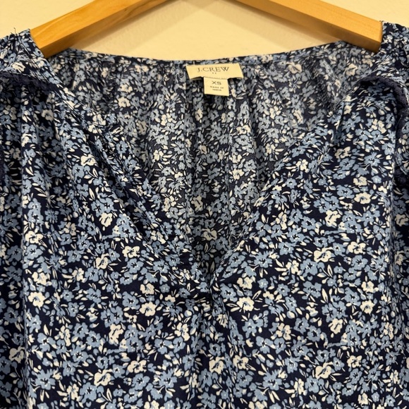 J.Crew Factory Floral Blouse Peasant Boho Long Sleeve Lightweight Casual XS - Picture 5 of 7